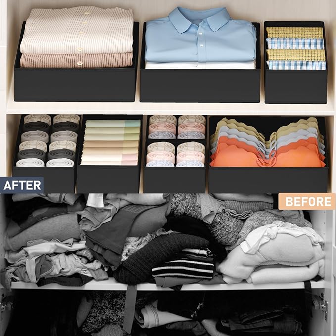 DIMJ Drawer Organizer Clothes - 18 Pack Closet Drawer Organizer Bins for Baby Clothes Storage, Fabric Dresser Organizer for Nursery Bedroom, Foldable Small Drawer Dividers for Underwear Socks - Image 7