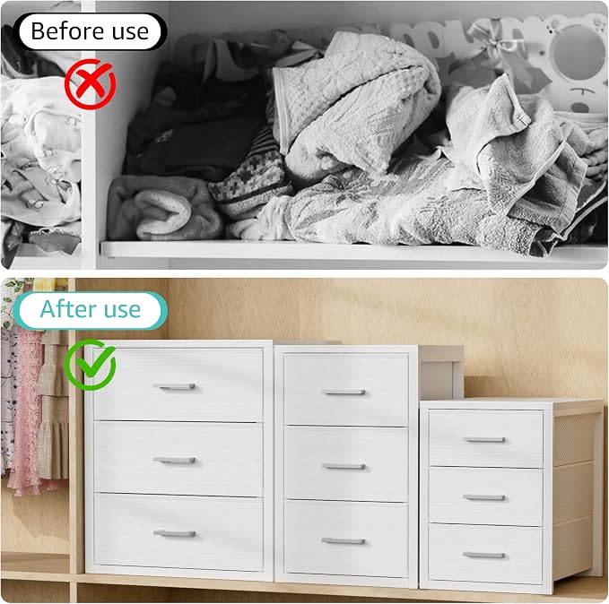 BOLUO Closet Drawers White Fabric 3 Drawer Small Dresser for Closet Organizers and Storage Bedroom Dorm Modern - Image 5