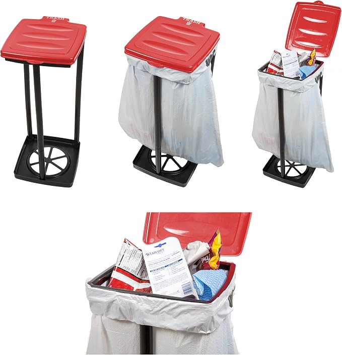 Portable Trash Bag Holder – Collapsible 13-Gallon Garbage Bin for Indoor/Outdoor Use, Camping, Recycling, and Parties – Durable Plastic Trash Can by Wakeman Outdoors (Red) - Image 4