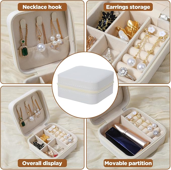 Mini Travel Jewelry Case, Portable Jewelry Organizer Box, Multi-Compartment Storage for Earrings, Necklaces, Rings, Gift for Women, Girls, 8 Pcs, 4 Colors - Image 6