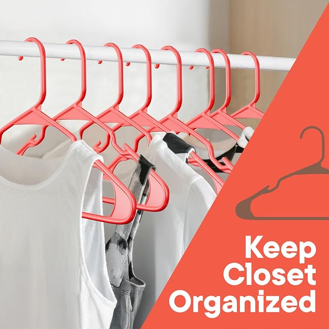 Plastic Clothes Hangers – Heavy Duty Hanger Set, for Organizing Clothes, Dresses, and Coat, Holds Up to 5 lbs, Space-Saving Hangers with Non-Slip Shoulder Grooves, Pack of 100, Red - Image 4
