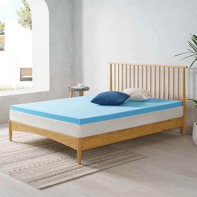ZINUS 2 Inch Green Tea Cooling Gel Memory Foam Mattress Topper, Smaller, More Convenient WonderBox Packaging, Cooling Gel Foam, CertiPUR-US Certified. Twin