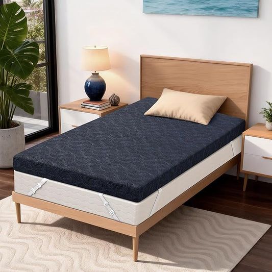 Extra Firm Mattress Topper Twin Size, 3 Inch High Density Cooling Memory Foam Mattress Topper for Back Pain Relief, Bamboo Charcoal Cooling Gel Infused Bed Topper with Washable Cover, CertiPUR-US