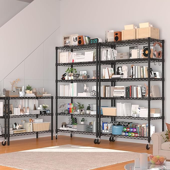 PrimeZone 6 Tier Wire Shelving with Wheels 79''H 1500lbs Storage Shelves NSF Certified Heavy Duty Steel Metal Shelf Adjustable Rolling Rack Kitchen Garage Closet Pantry Laundry 79''HX36''WX16''D 2Pcs - Image 2