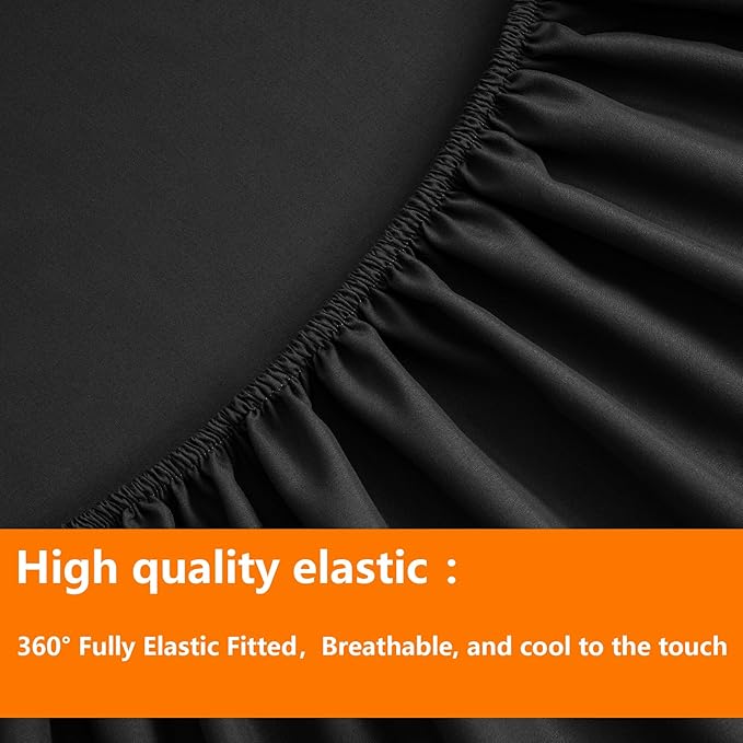 TAIMIT Queen Size Comforter Set - 7 Pieces, Bed in a Bag Bedding Sets with All Season Soft Quilted Warm Fluffy Reversible Comforter,Flat Sheet,Fitted Sheet,2 Pillow Shams,2 Pillowcases,Black