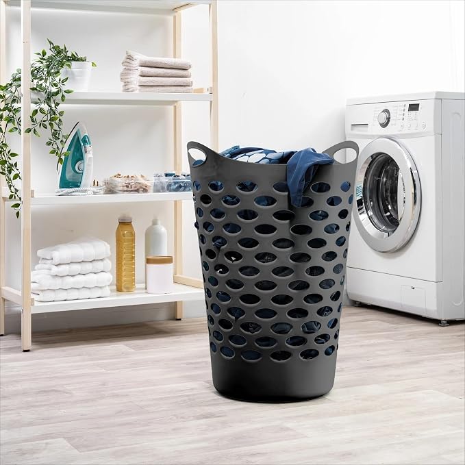 Flex Carrying Handles Laundry Hamper, Black - Image 7