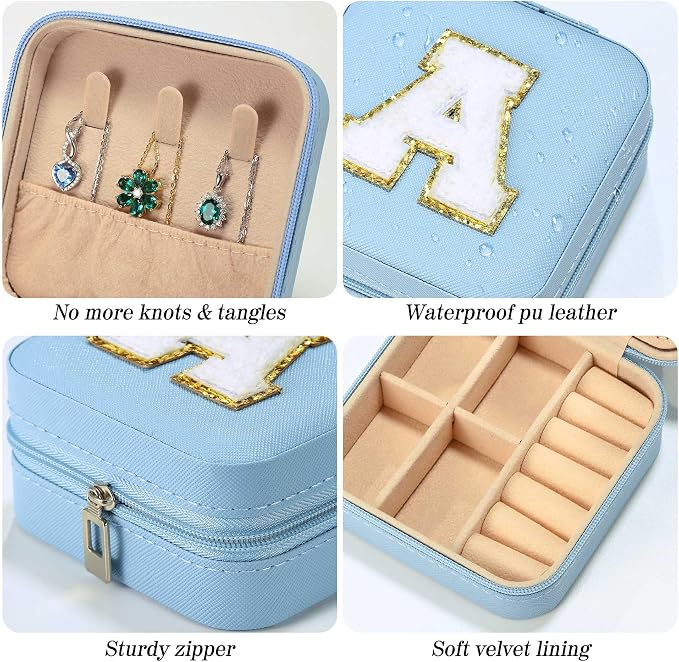 Parima Christmas Gifts List 2025 Ideas - Personalized Initial Travel Jewelry Case, 4 5 6 7 8 9 10 11 12 Year Old Girl Birthday Gifts Christmas Gifts for Daughter Granddaughter - Letter G, Sky Blue - Image 2