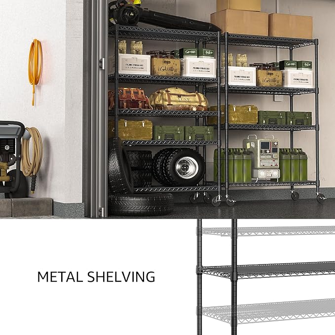 IZEUK Garage Shelving Wide Storage Shelves 4 Tier Metal Shelves 3200 LBS Heavy Duty Adjustable Utility Shelf Rack Black 23.6" D x 53.1" W x 73.6" H - Image 7