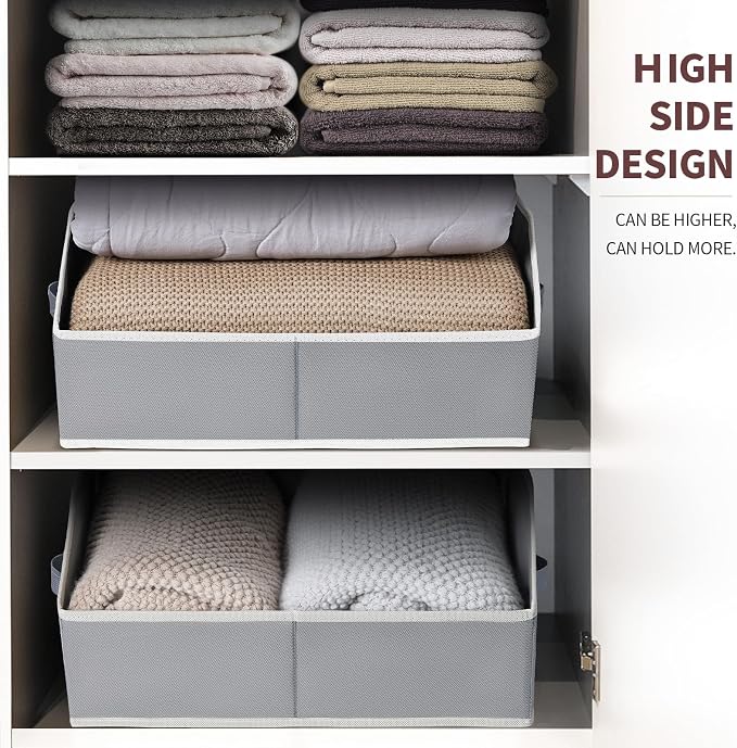 Homsorout Large Storage Bins Baskets - 6 Pack Closet Storage Cubes, Fabric Baskets for Organizing, Cube Organizer Bins with Handles, Foldable Boxes for Clothes, Towels, Grey - Image 6