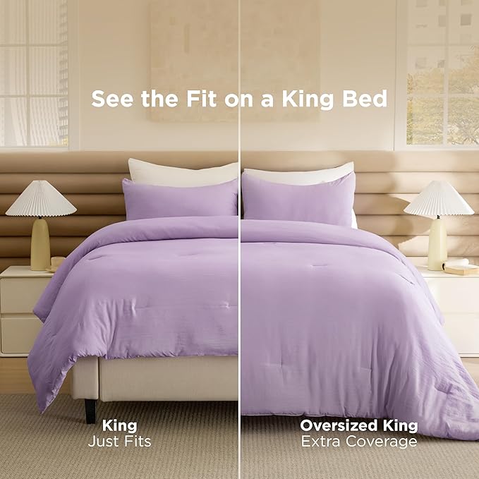 Bedsure California King Comforter Set, Lavendar Soft Prewashed Bedding for All Seasons, 3 Pieces GentleSoft™ Bed Set, 1 Lightweight Comforter (104"x96") and 2 Pillowcases (20"x36")