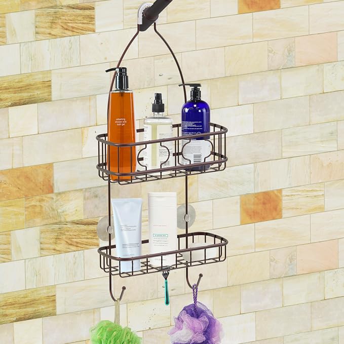 Simple Houseware Bathroom Hanging Shower Head Caddy Organizer, Bronze (22 x 10.2 x 4.2 inches) - Image 5