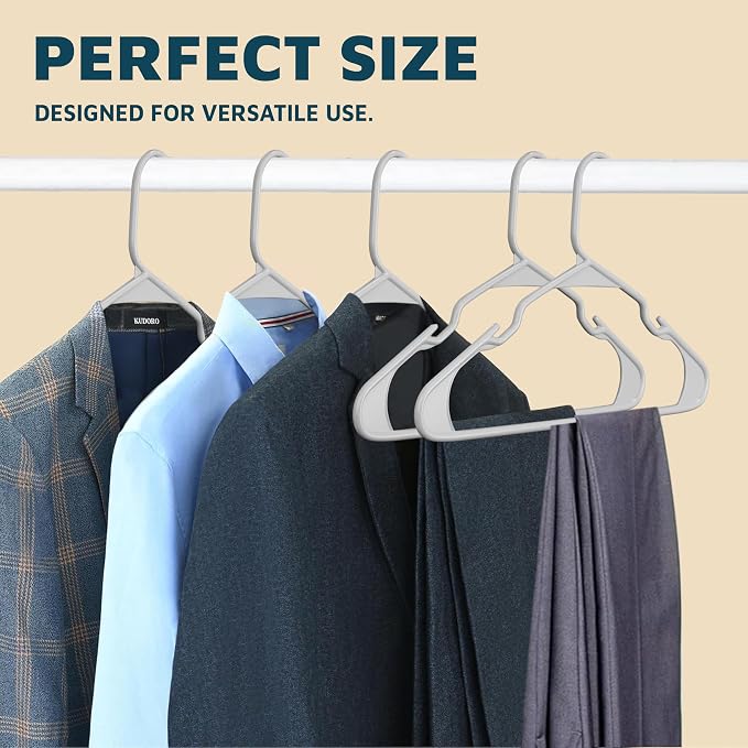 Lifemaster Plastic Clothes Hangers – Heavy Duty Hanger Set, for Organizing Clothes, Dresses, and Coat, Holds Up to 5 lbs, Space-Saving Hangers with Non-Slip Shoulder Grooves, Pack of 20, Gray - Image 10