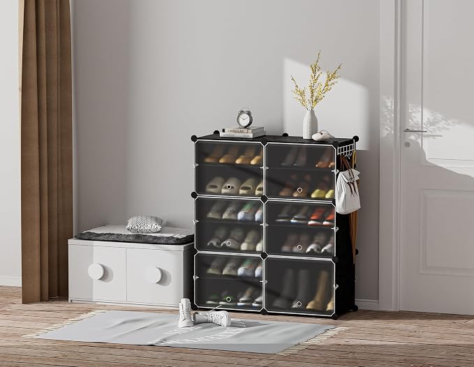 HOMIDEC Shoe Rack Organizer, 6 Tier Storage Cabinet 24 Pair Plastic Shoe Shelves for Closet Hallway Bedroom Entryway - Image 2