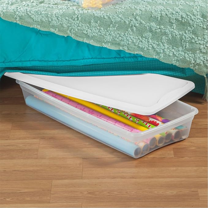 Sterilite 12-Pack 41 Quart Storage Box, Stackable Clear Plastic Bins with Snap-On Lids - Heavy-Duty Organizing Containers for Closet, Bathroom, and Office - Image 7