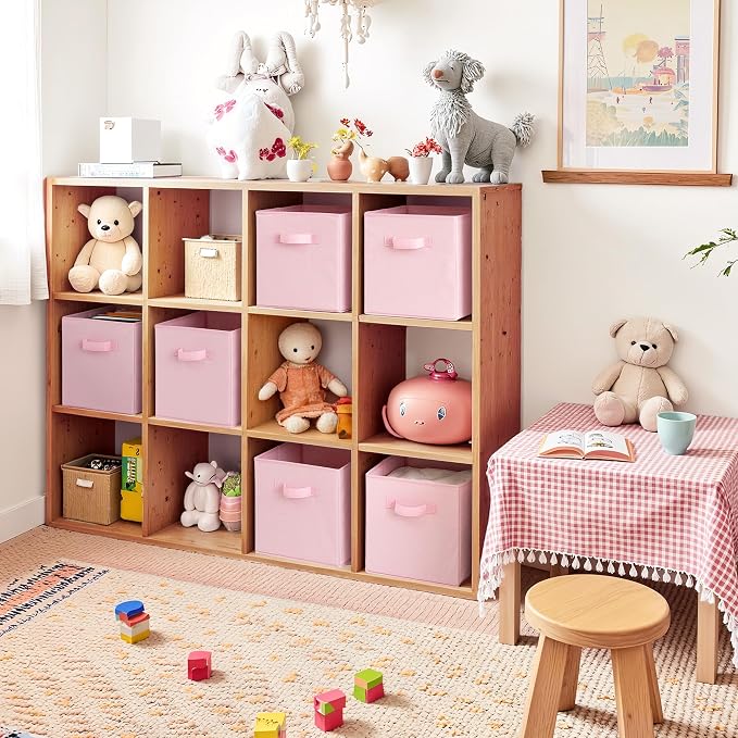 Cupic Cupid 11x11 Storage Cubes, 6 Pack Open Storage Bins with Handles, Storage Cube Organizer for Clothes and Toys, Collapsible Cube Bins for Closet, Shelves, Offices, Pink - Image 3
