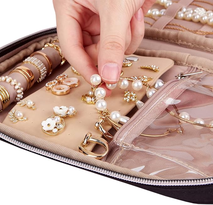 BELALIFE Travel Jewelry Organizer, Portable Storage Case for Earrings, Rings, Necklaces, Bracelets, Black - Image 4