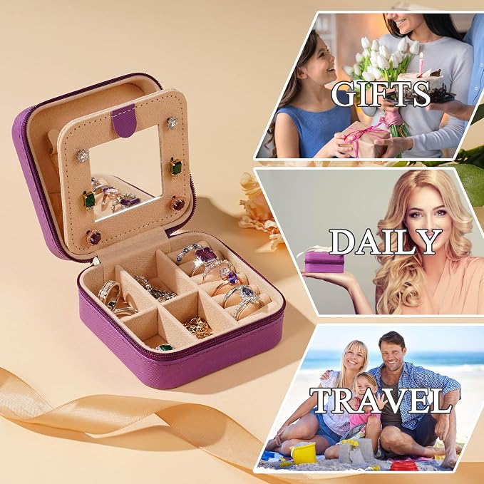 Parima Gifts for Grandkids Teenage Girls Her - Purple Travel Jewelry Case, Personalized Jewelry Box - Mother's Day Gift, Letter A - Image 8