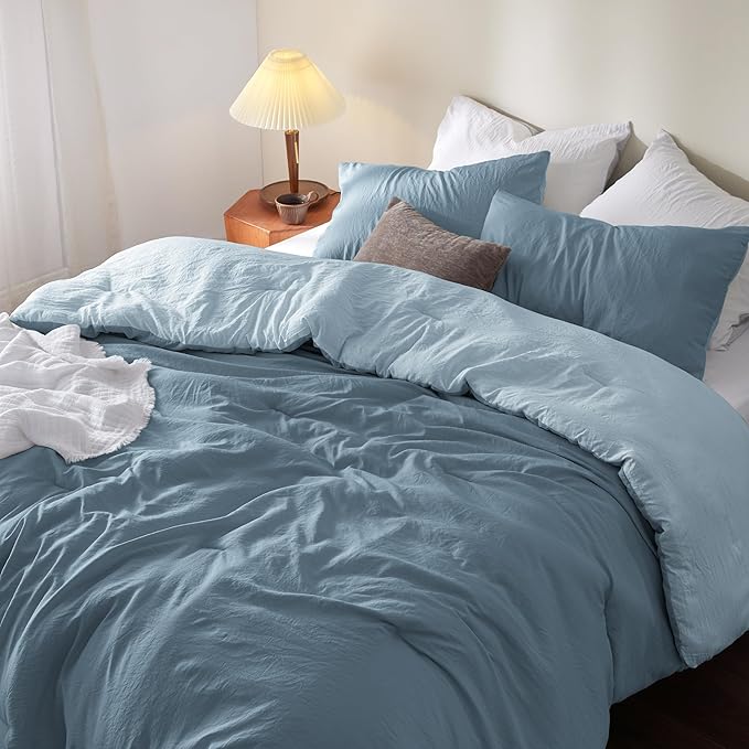 Bedsure King Comforter Set, Mineral Blue Soft Prewashed Bedding for All Seasons, 3 Pieces GentleSoft™ Bed Set, 1 Lightweight Comforter (104"x90") and 2 Pillowcases (20"x36")
