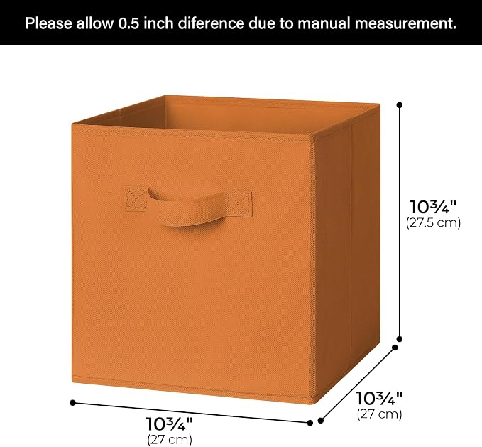 GRANNY SAYS 11 Inch Cube Storage Bins, Cube Storage Organizer, Fabric Storage Bins with Handle, Storage Cubes for Shelves, Closet, 3 Yellow & 3 Orange, 6-Pack - Image 3