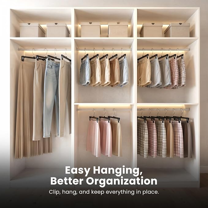 Utopia Home Skirt Hangers - 30 Pack Plastic Hangers with Clips and 360 Swivel Hook for Closet Use and Hanging Bottoms Such as Skirts Pants Jeans - Image 6