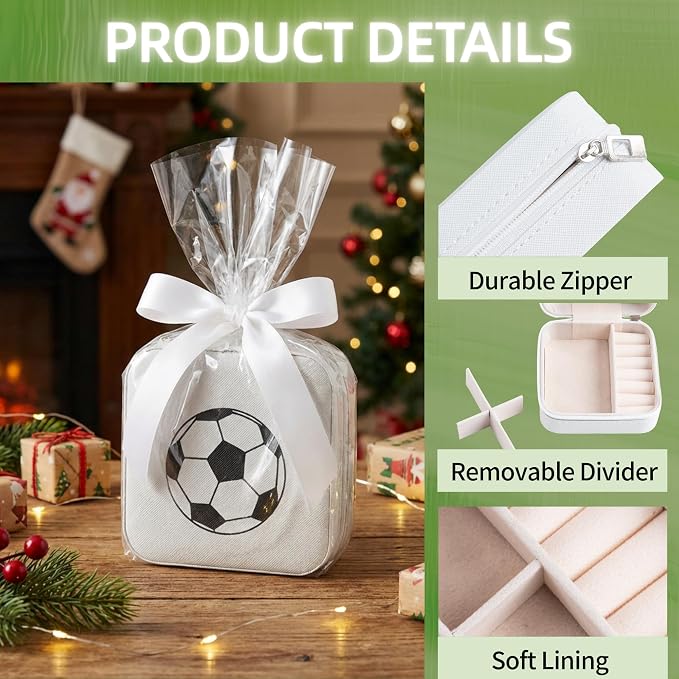 6-Pack Soccer Portable Jewelry Box for Team Travel White Sport Jewelry Case Bulk Gifts for Soccer Team Athletes & Sports Enthusiasts Christmas Events & Milestones - Image 3