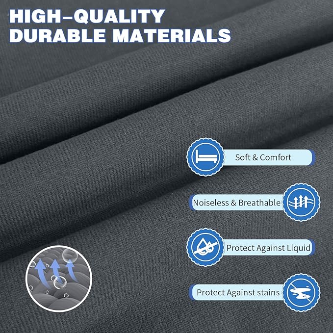 Full Mattress Protector, Waterproof Mattress Cover with 18" Deep Pocket Bed Cover, Fitted Sheet Style Noiseless Breathable Machine Washable, Dark Gray (54"x76")