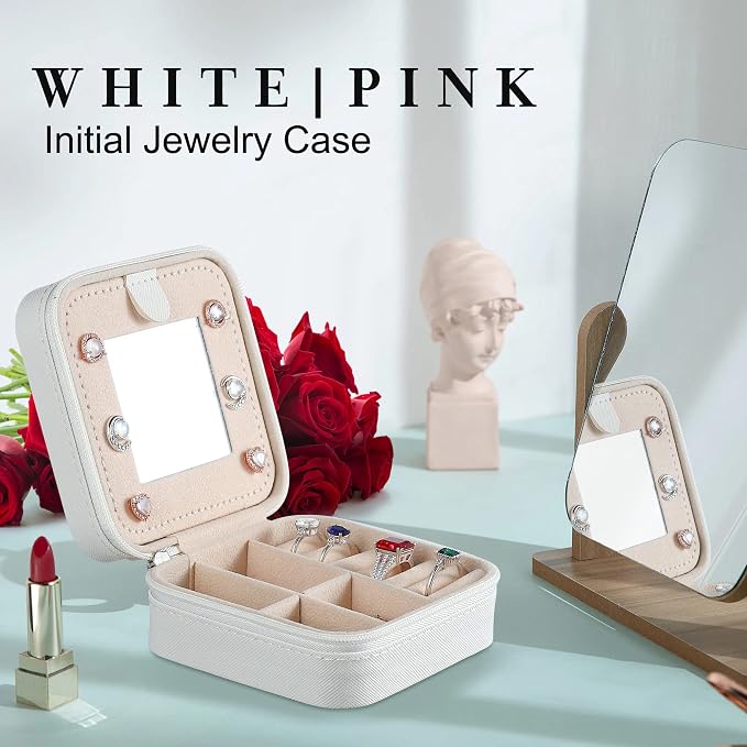 Parima Bridesmaid Gifts for Wedding Day, Bridesmaid Gifts for Women | Bridesmaid Proposal Gifts Unique Gifts | Wedding Travel Essentials Small Jewelry Box | Travel Jewelry Case - Letter S, White - Image 6