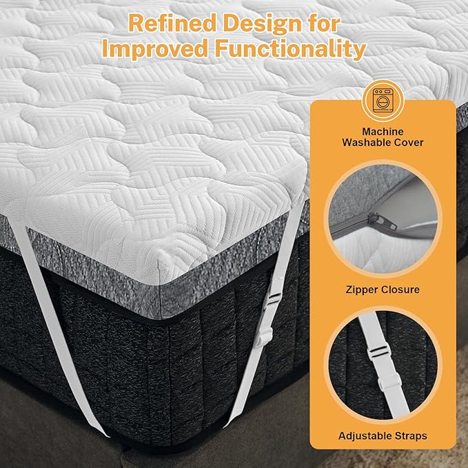 Extra Firm Mattress Topper Twin XL Size 3 Inch, Firm to Extra Firm Mattress Pad with Dual Sides Flippable for Back Pain Relief, High-Density Bed Topper with Washable Cover,CertiPUR-US, 80" x 38"