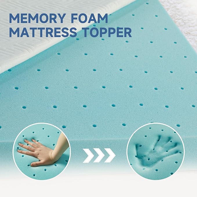 3 Inch Memory Foam Mattress Topper Twin, Memory Foam Pad with Removable & Washable Cover, Bed Topper for Back Pain, Non-Slip Ventilated Design, Twin Size