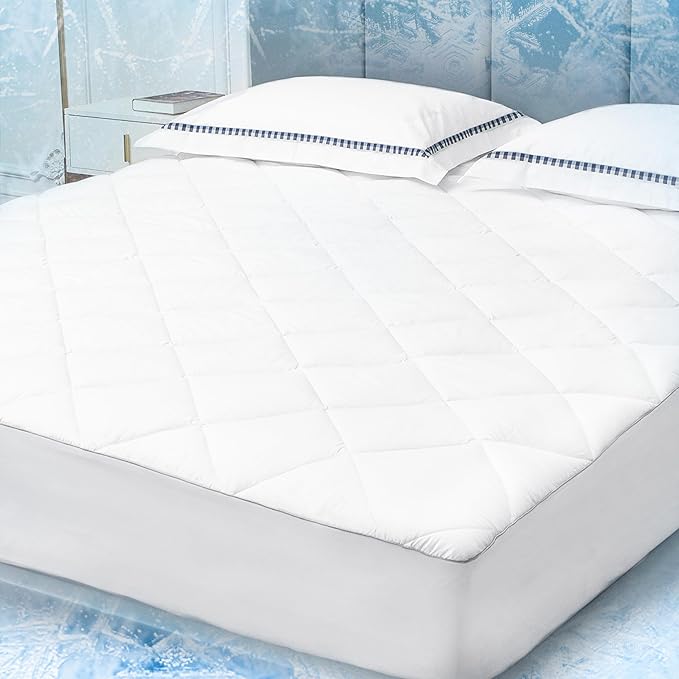 Sunflower Cooling Quilted King Mattress Protector, Mattress Pad Chill Soft, King Mattress Cover, 18-22" Extra Deep Pocket Thin Version, Machine Washable Durable
