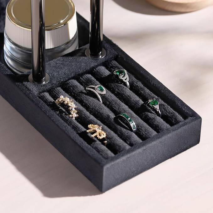 bussdis 2 Tier Bracelet Holder Display - Detachable T Bar Black Velvet Bracelet Holder, Jewelry Holder Organizer for Bracelet, Necklace, Earrings, Rings - Image 5