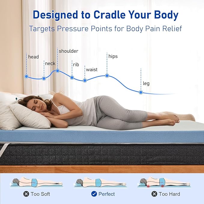 Extra Firm Mattress Topper King: 3 Inch High Density Foam Mattress Pad, Super Support Bed Topper for Back Pain, Breathable Washable Anti-Slip Cover, No Smell, CertiPUR-US Oeko-Tex Certified 80x76
