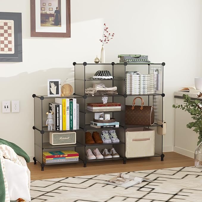 AWTATOS Closet Organizer 8 Cube Storage Shelves Clothes Organizers Stackable Cubby Shelving for Closet Bedroom Living Room Grey - Image 4