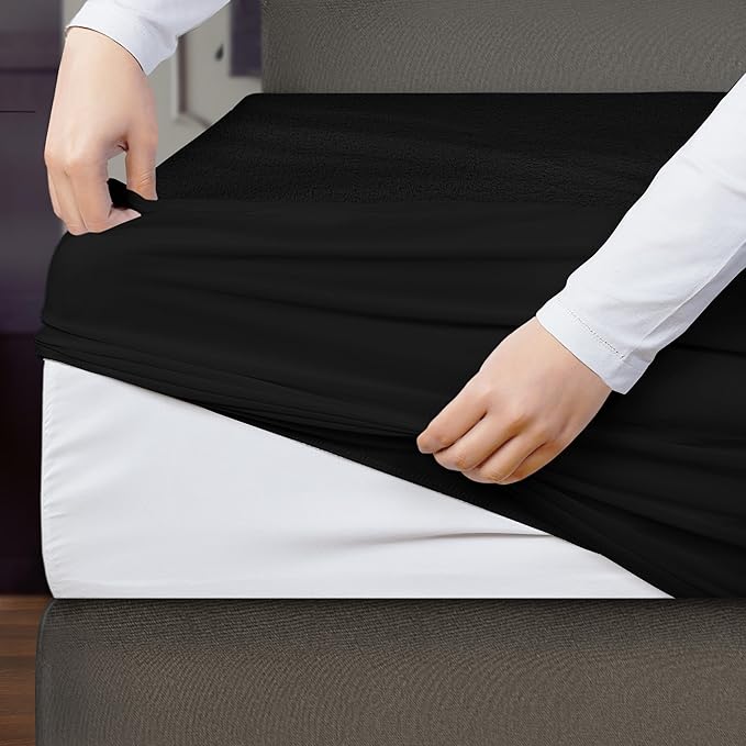 Utopia Bedding Premium Waterproof Queen Size Mattress Protector, Viscose Made from Bamboo Mattress Cover, Breathable, Fitted Style with Stretchable Pockets (Black)