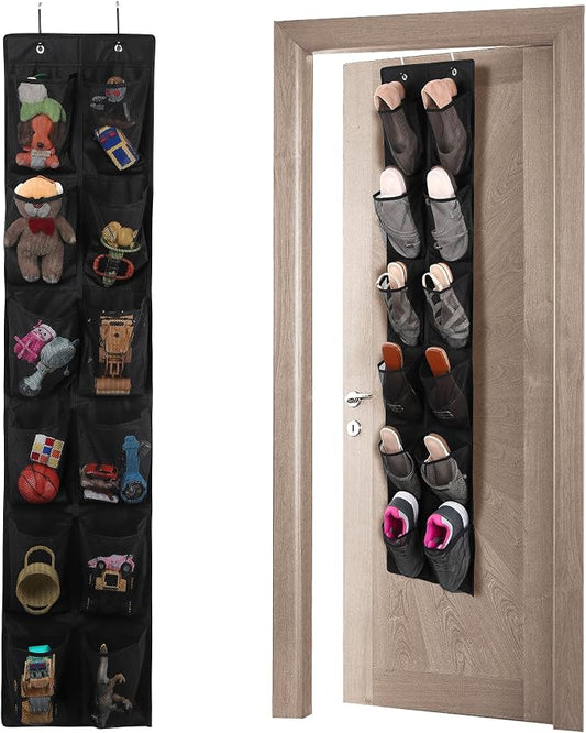 GOMAJI 12 Large Pockets Over The Door Hanging Shoe Organizer, Black by GOMAJI