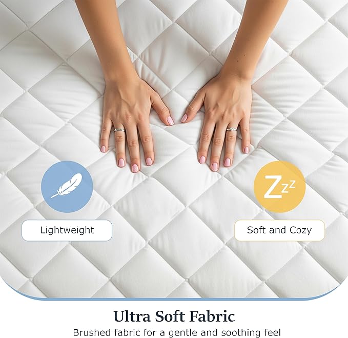 LUX Décor Twin XL Mattress Pad - Quilted Elastic Fitted Mattress Cover Protector Upto 16 Inches Deep Pocket - Soft Breathable Noiseless Mattress Topper (39 X 80)