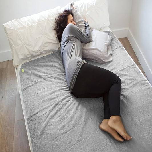 PeapodMats Bedwetting & Incontinence Waterproof Bed Mat - Reusable Underpad. Secure Placement & Breathable. Washable. Enviro Friendly 58"x60" (Lt Gray) Mattress Protector & Pee Pad for Kids & Adults