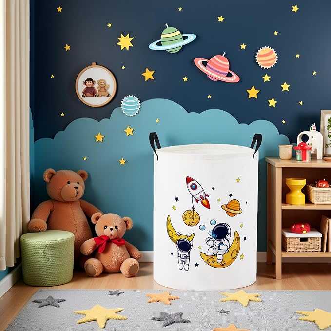 Baby Laundry Basket Baby Nursery Hamper Kids Laundry Basket Toy Storage Bin for Boys Room Decor Gift Baskets for Bedroom Bathroom(Astronaut) - Image 4