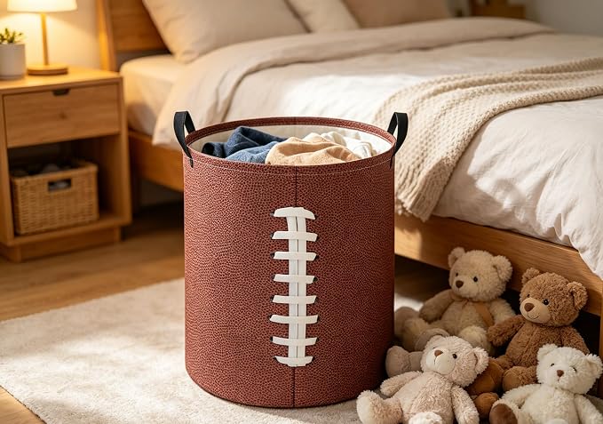 Baby Laundry Hamper kids laundry Basket Waterproof Laundry Bag for Bedroom Toy Clothes Organizer Room Décor(Football) - Image 5