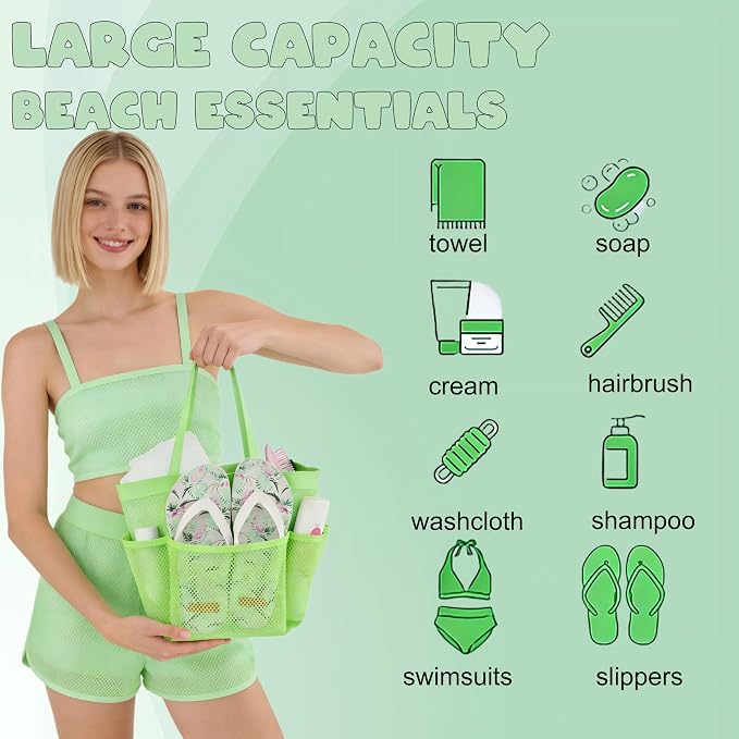 Attmu Mesh Shower Caddy Portable, Quick Dry Hanging Shower Tote Bag for College Dorm Room Essentials, Large Capacity Caddy Dorm for Bathroom Gym Swimming - Image 7