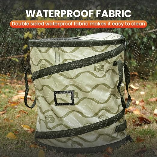 Pop-Up Trash Bin with Removable Divider, Heavy Duty Bottom, Collapsible Storage for Camping, Laundry, Storage and Garden, Waterproof and Tear Resistance Material with Air Vent, Green - Image 7