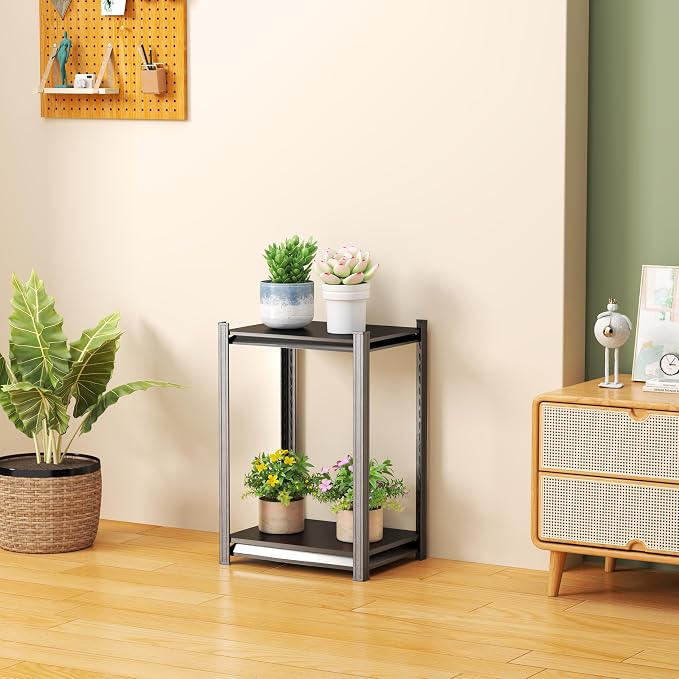 2-Tier Storage Shelves,1200 Lbs Metal Shelving Unit, Double-Layer Columns, Adjustable Reinforcing Shelves for Coffee Table in Living Room, Bedroom, Kitchen，Office(16''W*10''D*22''H) - Image 3