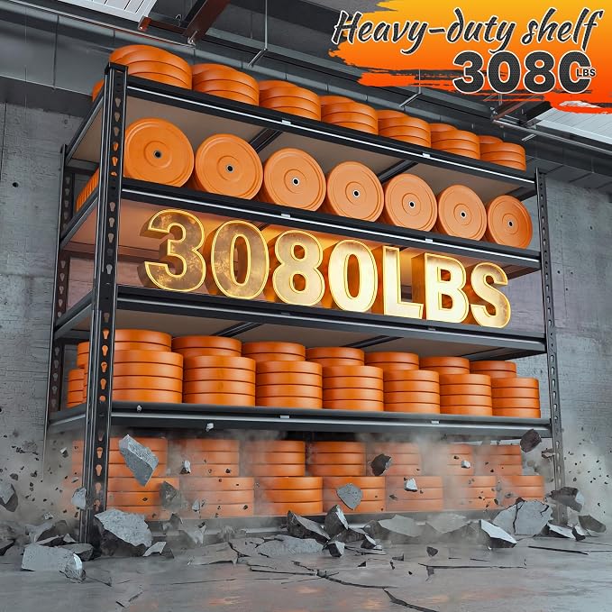REIBII 48" W Garage Shelving 3080LBS Storage Shelves 5 Tier Industrial Shelving Adjustable Metal Storage Shelves for Garage, Basement, Warehouse, Commercial, Easy Assemble, 48" W x 72" H x 24" D - Image 4