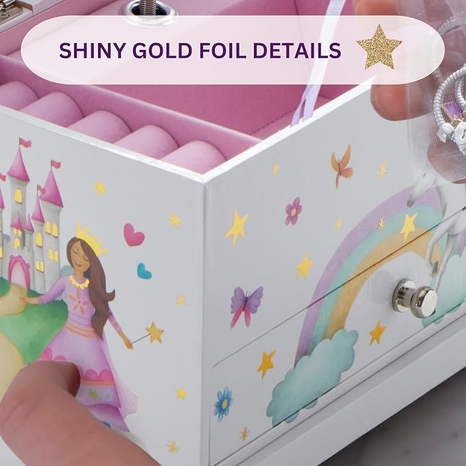 ABI + OLIE Kids Musical Jewelry Box for Girls 8-12 - Music Box for Girls - Princess Castle Unicorn Theme - Image 3