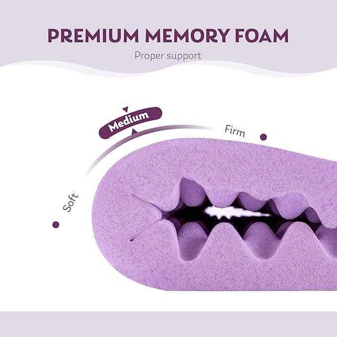 4 Inch Egg Crate Queen Memory Foam Mattress Topper, Cooling Gel Infused Foam Mattress Topper for Pressure Relief, CertiPUR-US Certified Queen Bed Topper, Purple, 60"×80"