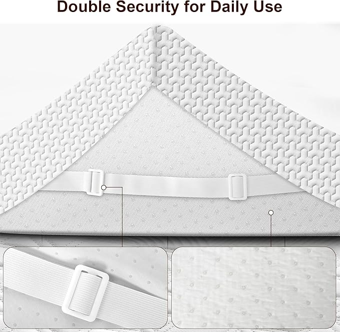 Bamboo Rayon Mattress Topper Cover Twin XL | Extends Topper Life | Anti-Slip Bottom & Adjustable Straps | 1-2 Inch Memory Foam Protector | Ideal for Dorm & Kids Beds | NOT Waterproof