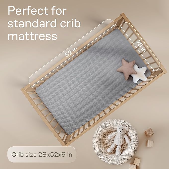 Niagara 1 Pack Viscose Made from Bamboo 100% Waterproof Crib Mattress Protector, Soft Breathable Crib Mattress Protector with Deep Pocket, Crib Mattress Pad for Toddler and Baby (52x28, Gray)