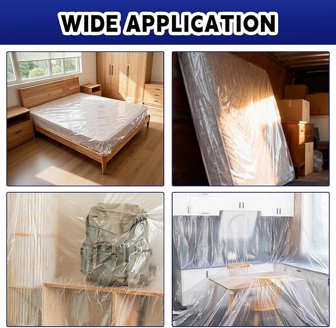 TopSoon 2PK Clear Plastic Mattress Bag - Moving & Storage Cover for Mattress or Box Spring - Heavy-Duty Disposal Supplies (2mil, Twin)