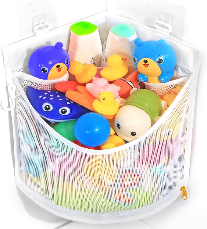 KPH Bath Toy Organizer, Large Capacity Corner Hanging with Mesh bath toy storage, Quick Drying by Unknown