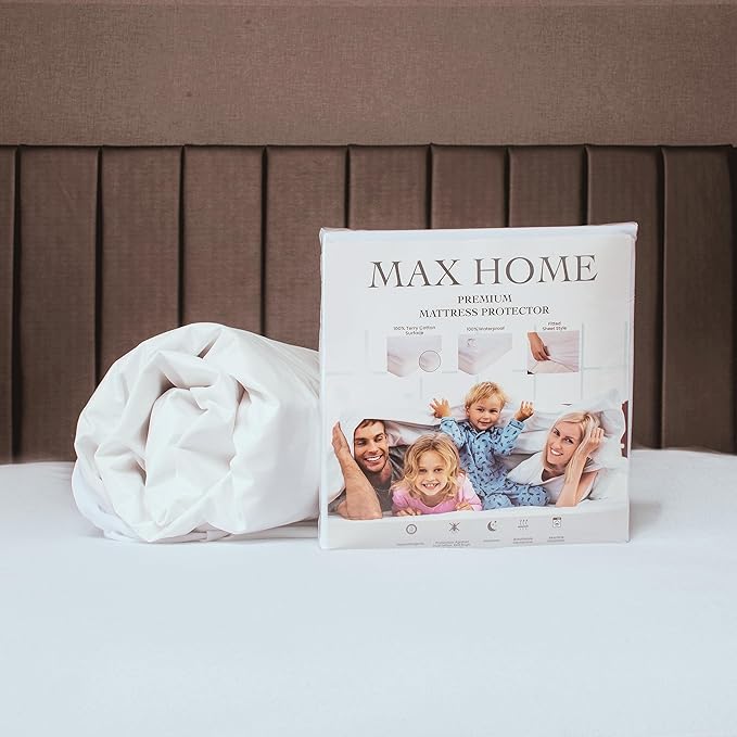 Premium 100% Waterproof Mattress Protector Full XL Size,Absorbent, Cotton, Bed, Breathable Fitted Mattress Cover with Stretchable Pockets, Cover Smooth Soft Noiseless Washable